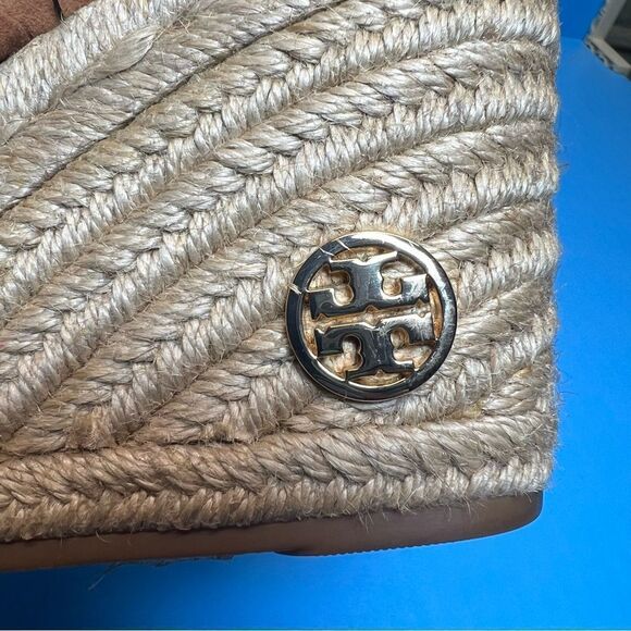Tory Burch Bailey Braided Ankle Strap SOHO Lux Suede Espadrille Wedge Sandals 9 - Picture 7 of 13